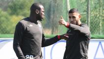 NAPLES, ITALY - MARCH 06: Kalidou Koulibaly , Faouzi Ghoulam during an SSC Napoli training session on March 6, 2019 in Naples, Italy. (Photo by Ciro Sarpa SSC NAPOLI/SSC NAPOLI via Getty Images)	