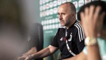 Algeria's coach Djamel Belmadi attends a press conference at the Japoma Stadium in Douala on January 15, 2022 on the eve of the 2021 Africa Cup of Nations (CAN) football match between Algeria and Equatorial Guinea. (Photo by Charly TRIBALLEAU / AFP) (Photo by CHARLY TRIBALLEAU/AFP via Getty Images)
