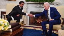 سياسة/أمير قطر وبايدن/(نيكولاس كام/فرانس برس)