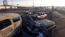 تفحم سيارات في حريق مروع بالقرب من القاهرة (فيسبوك)