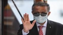 SWITZERLAND-VIRUS-HEALTH-FOUNTAIN World Health Organization (WHO) Director-General Tedros Adhanom Ghebreyesus wears a protective fave mask after leaving a ceremony for the restarting of Geneva's landmark fountain, known as "Jet d'Eau" following the COVID-19 outbreak, caused by the novel coronavirus on June 11, 2020 in Geneva. - The fountain was switched off on March 20, 2020, as the Swiss government further tightened measures against COVID-19. (Photo by Fabrice COFFRINI / AFP) (Photo by FABRICE COFFRINI/AFP