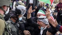 احتجاجات فلسطينية على استمرار سياسة التوسع الاستيطاني شرق نابلس، 20/11/2020 (جعفر اشتية/فرانس برس)