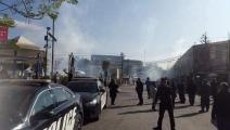 قوات الأمن باقليم كردستان العراق يستخدمون الغاز المسيل للدموع لتفريق المتظاهرين بالسليمانية (تويتر)