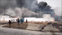 حريق في معمل إسفلت في تونس (فيسبوك)