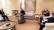 خلال لقاء العاهل الأردني بغانتس في عمان (الديوان الملكي/ تويتر)