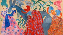 "الحمار الأزرق"، غواش على ورق، 1950 (من المعرض)