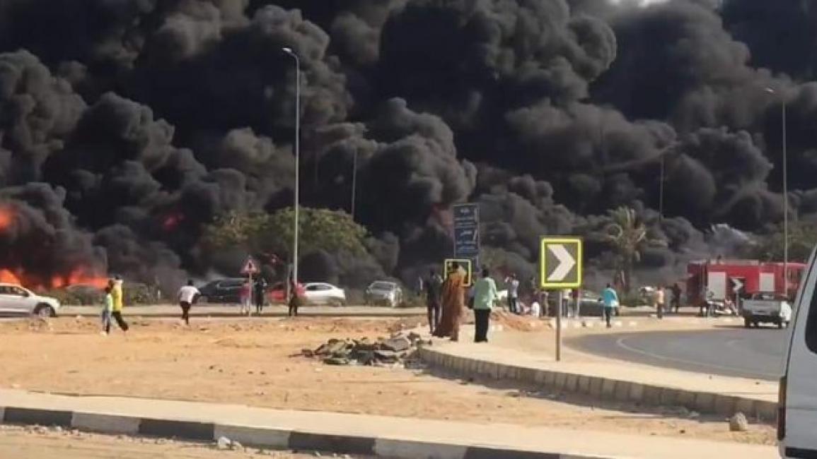 حريق خط البترول المار بطريق القاهرة - الإسماعيلية الصحراوي