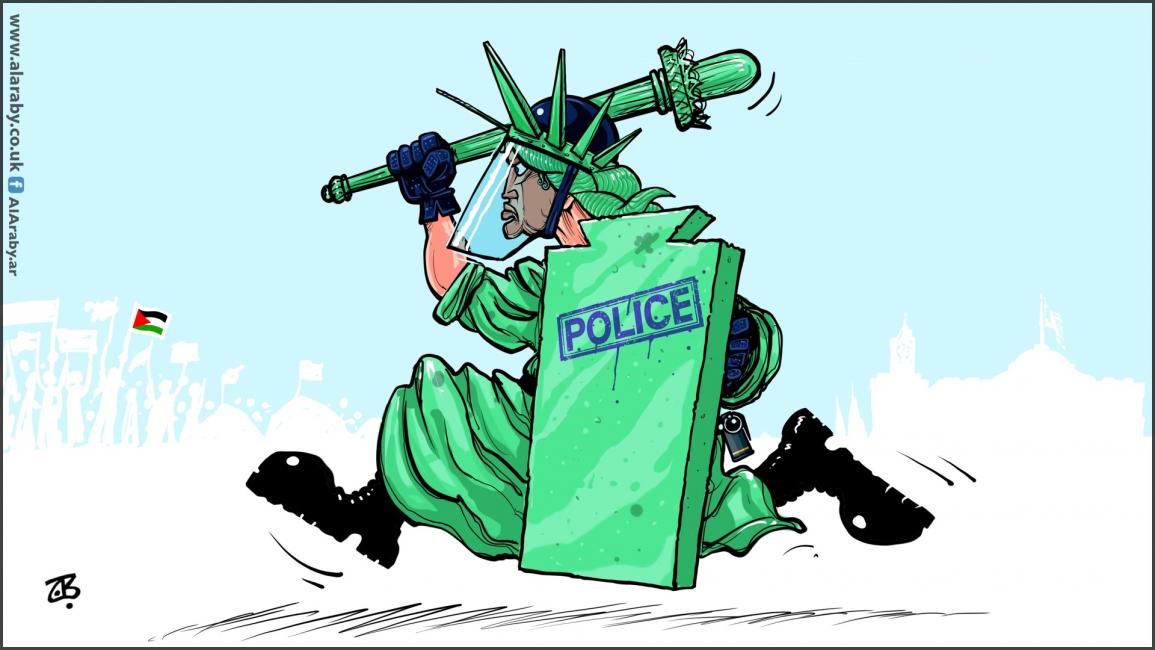 كاريكاتير قمع احتجاجات الطلبة في اميركا / حجاج