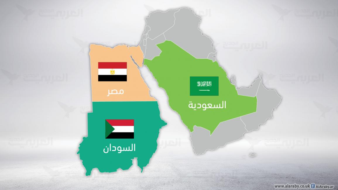 خريطة السودان ومصر والسعودية