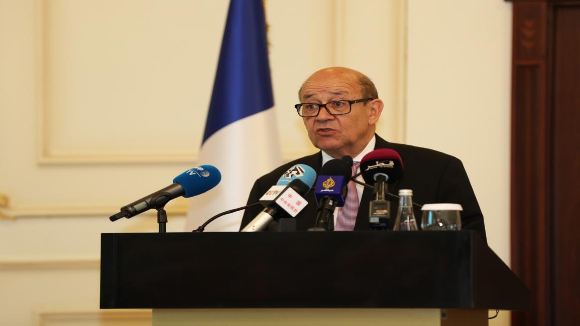 الوزير الفرنسي في مؤتمر صحافي بالدوحة