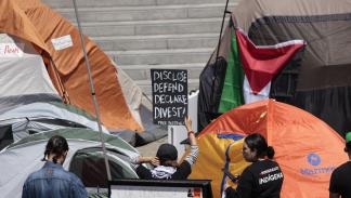 من اعتصام داخل جامعة كاليفونيا بيركلي، الجمعة الماضي (جون ج. مابانغلو/Epa)
