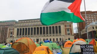 اعتصام طلاب جامعة كولومبيا في نيويورك تضامناً مع غزة - الولايات المتحدة الأميركية - 27 إبريل 2024 (سلجوق أكار/ الأناضول)