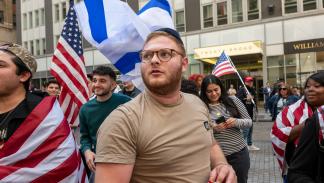مظاهرة مناصرةلفلسطين في وول ستريت/نيويورك،سبنسر بلات في 15 أبريل2024 (getty)