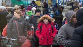 لاجئون أوكرانيون في مدينة بالانكا في مولدوفا في 9/ 3/ 2022 (Getty)