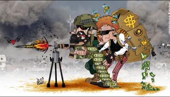 كاريكاتير الدعم الاميركي للحرب على غزة / نجم