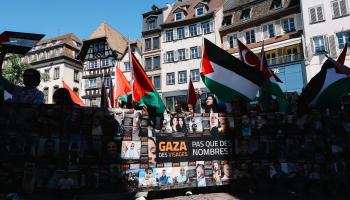 تظاهرة مناصرة للفلسطينيين في مدينة ستراسبورغ الفرنسية، 11 مايو 2024 (هانس لوكاس/فرانس برس)