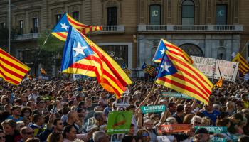 إسبانيا/تظاهرة ببرشلونة مؤيدة لاستقلال كتالونيا/سياسة/باكو فرير/Getty