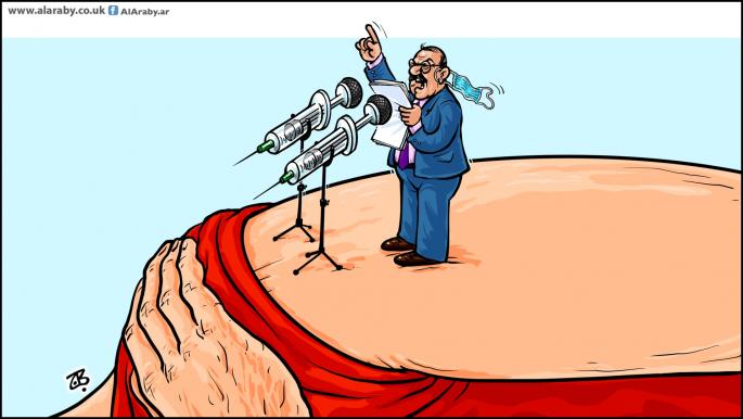كاريكاتير لقاحات وسياسيين/ حجاج