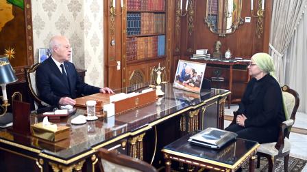 خلال لقاء قيس سعيد مع وزيرة العدل ليلى جفال (الرئاسة التونسية)