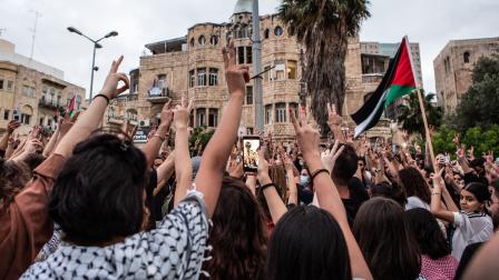 مظاهرات خلال هبة الكرامة في فلسطين المحتلة، أيار/ مايو 2019 (Getty)