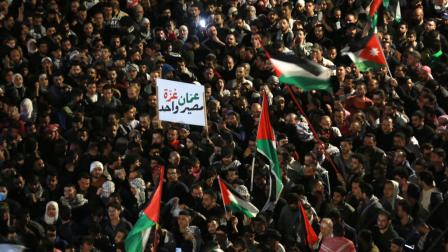 تحرك تضامني مع غزة في الأردن - 28 مارس 2024 (خليل مزرعاوي/ فرانس برس)