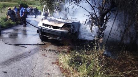 قصف إسرائيلي لسيارة في قضاء صور في جنوب لبنان-إكس