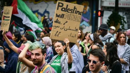من تظاهرة في فرنسا دعماً لفلسطين، 18 مايو الحالي (فراس عبدالله/الأناضول)