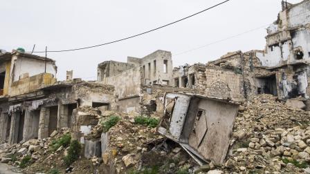 حي حلب مدمر بالقنابل، 4 فبراير 2024 (جيوفاني ميرغيتي/غيتي)