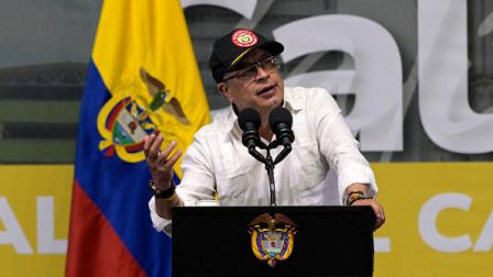 رئيس كولومبيا غوستافو بيترو خلال تجمع في كالي، 10 مايو 2024 (Getty)