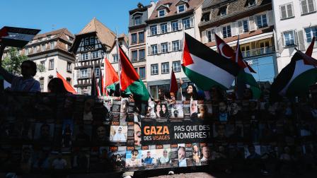 تظاهرة مناصرة للفلسطينيين في مدينة ستراسبورغ الفرنسية، 11 مايو 2024 (هانس لوكاس/فرانس برس)